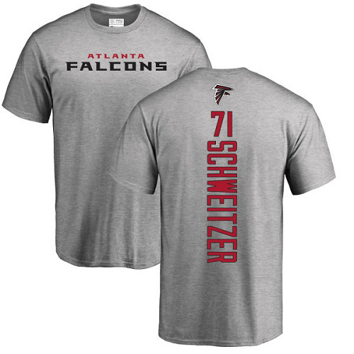 Atlanta Falcons Men Ash Wes Schweitzer Backer NFL Football #71 T Shirt